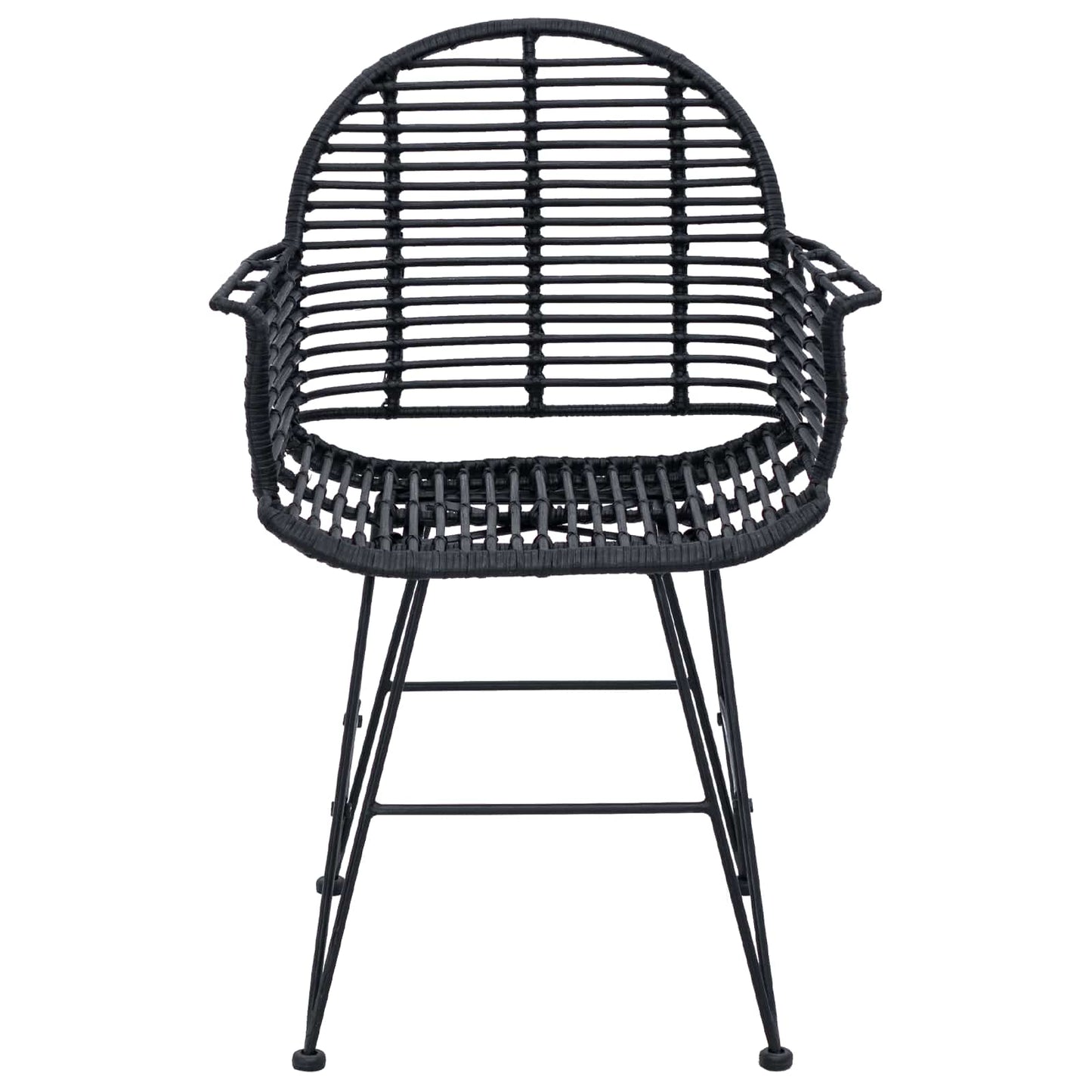 Dining Chair 2 pcs Rattan and Iron Black 57 x 55 x 85 cm