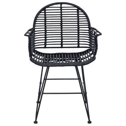 Dining Chair 2 pcs Rattan and Iron Black 57 x 55 x 85 cm