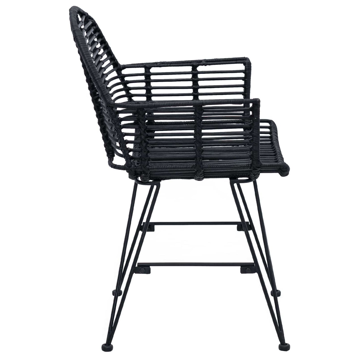 Dining Chair 2 pcs Rattan and Iron Black 57 x 55 x 85 cm