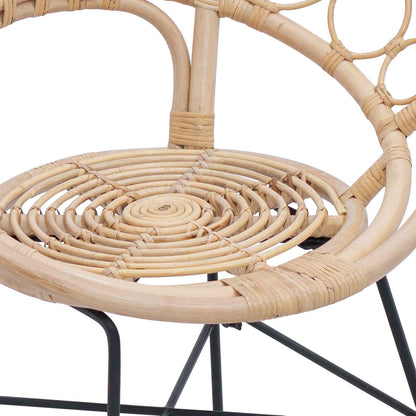 Dining Chair 2 pcs Rattan and Iron Natural 54 x 65 x 82 cm