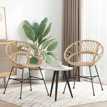 Dining Chair 2 pcs Rattan and Iron Natural 54 x 65 x 82 cm