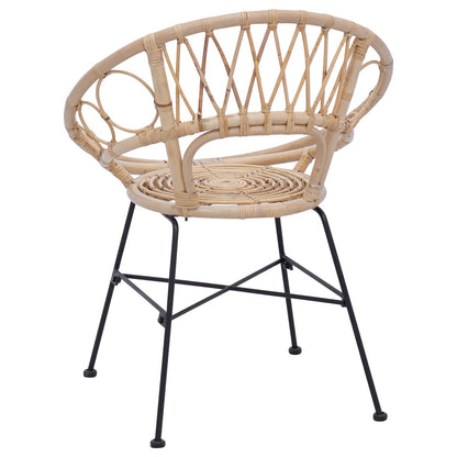 Dining Chair 2 pcs Rattan and Iron Natural 54 x 65 x 82 cm