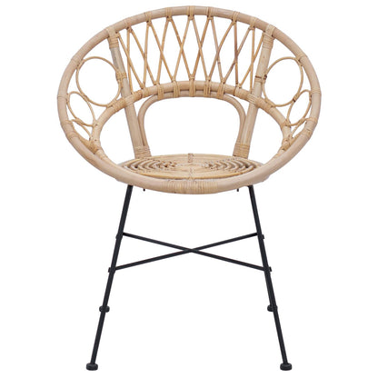 Dining Chair 2 pcs Rattan and Iron Natural 54 x 65 x 82 cm