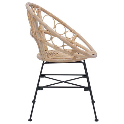 Dining Chair 2 pcs Rattan and Iron Natural 54 x 65 x 82 cm