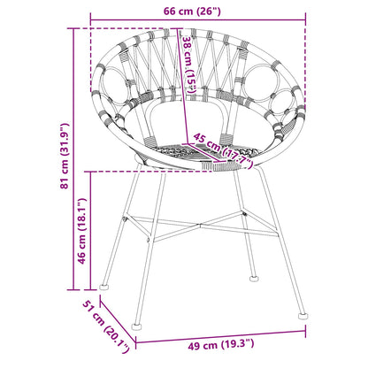 Dining Chair 2 pcs Rattan and Iron Natural 54 x 65 x 82 cm
