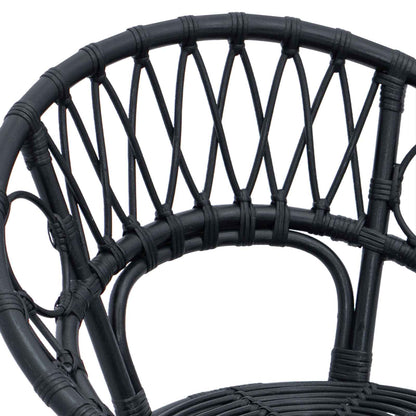 Dining Chair 2 pcs Black 49 x 51 x 81 cm Rattan and Iron