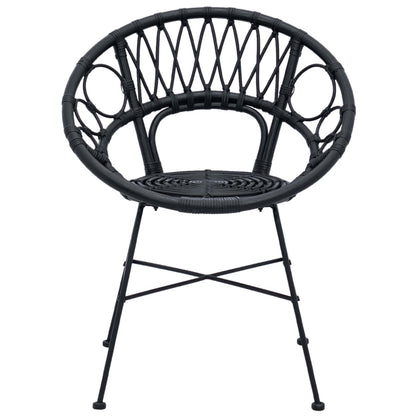 Dining Chair 2 pcs Black 49 x 51 x 81 cm Rattan and Iron