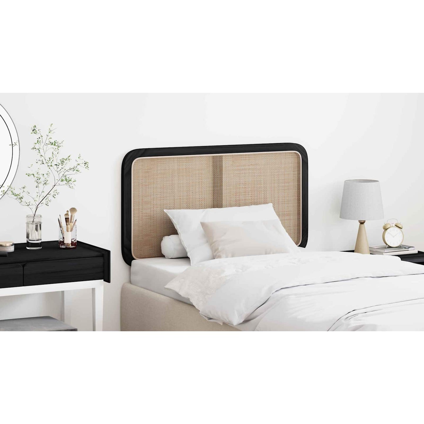 Headboard with Headboard Black 100 x 55 x 3 cm Rattan