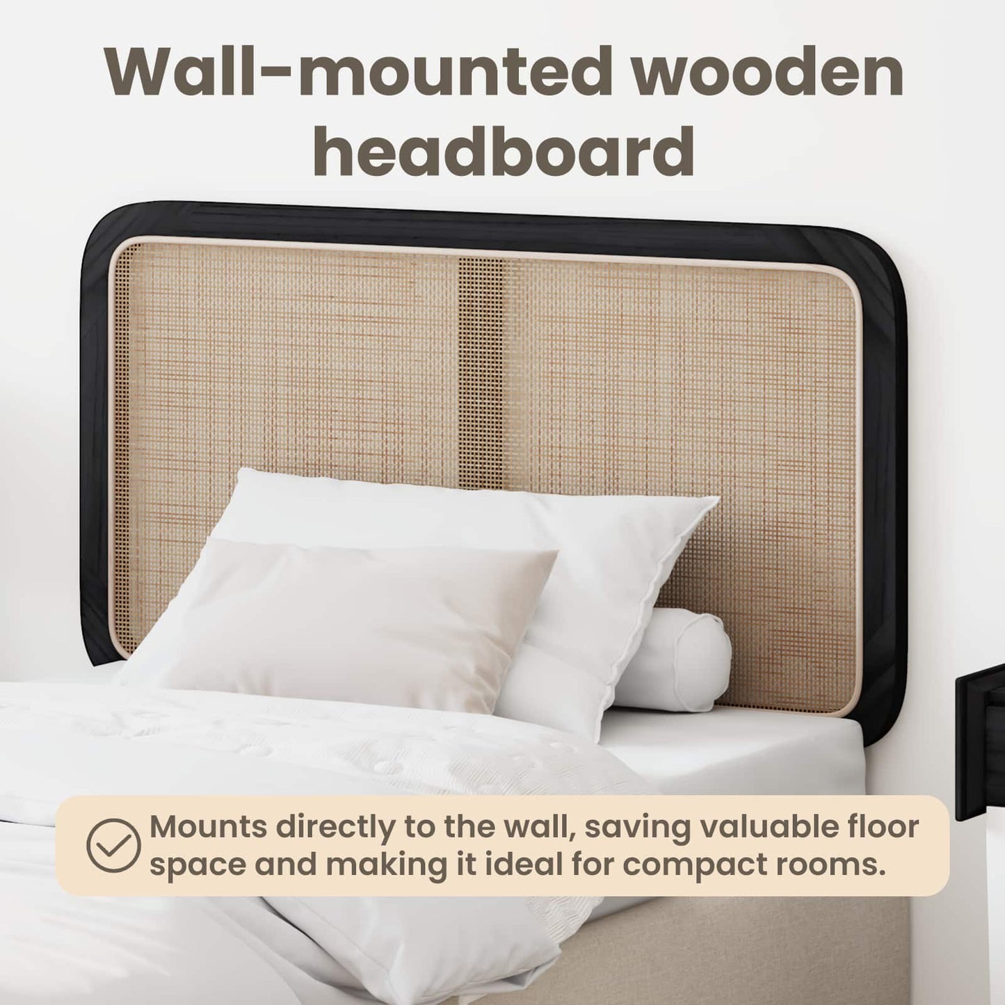 Headboard with Headboard Black 100 x 55 x 3 cm Rattan
