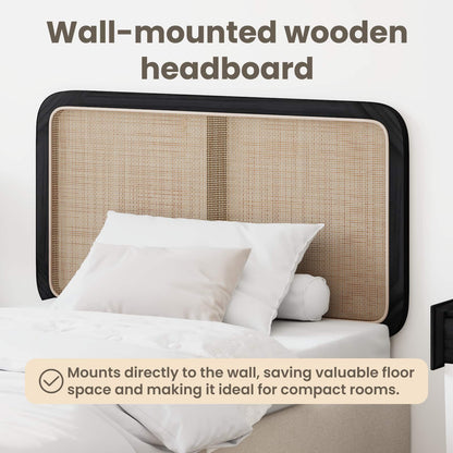 Headboard with Headboard Black 100 x 55 x 3 cm Rattan