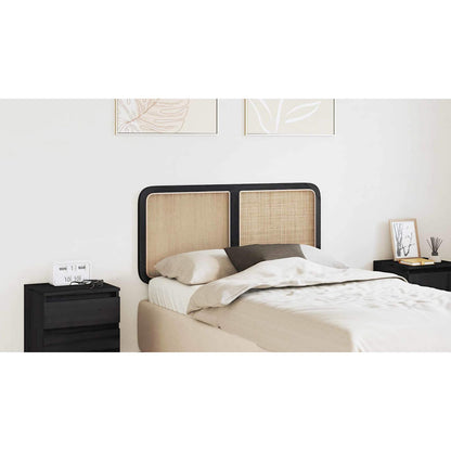 Headboard with Headboard Black 120 x 55 x 3 cm Rattan