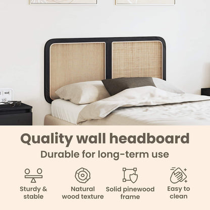 Headboard with Headboard Black 120 x 55 x 3 cm Rattan