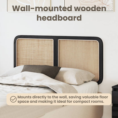 Headboard with Headboard Black 120 x 55 x 3 cm Rattan