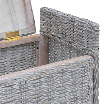 Storage Bench with Cushion White Wash 110 x 40 x 50 cm Rattan
