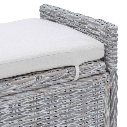 Storage Bench with Cushion White Wash 110 x 40 x 50 cm Rattan