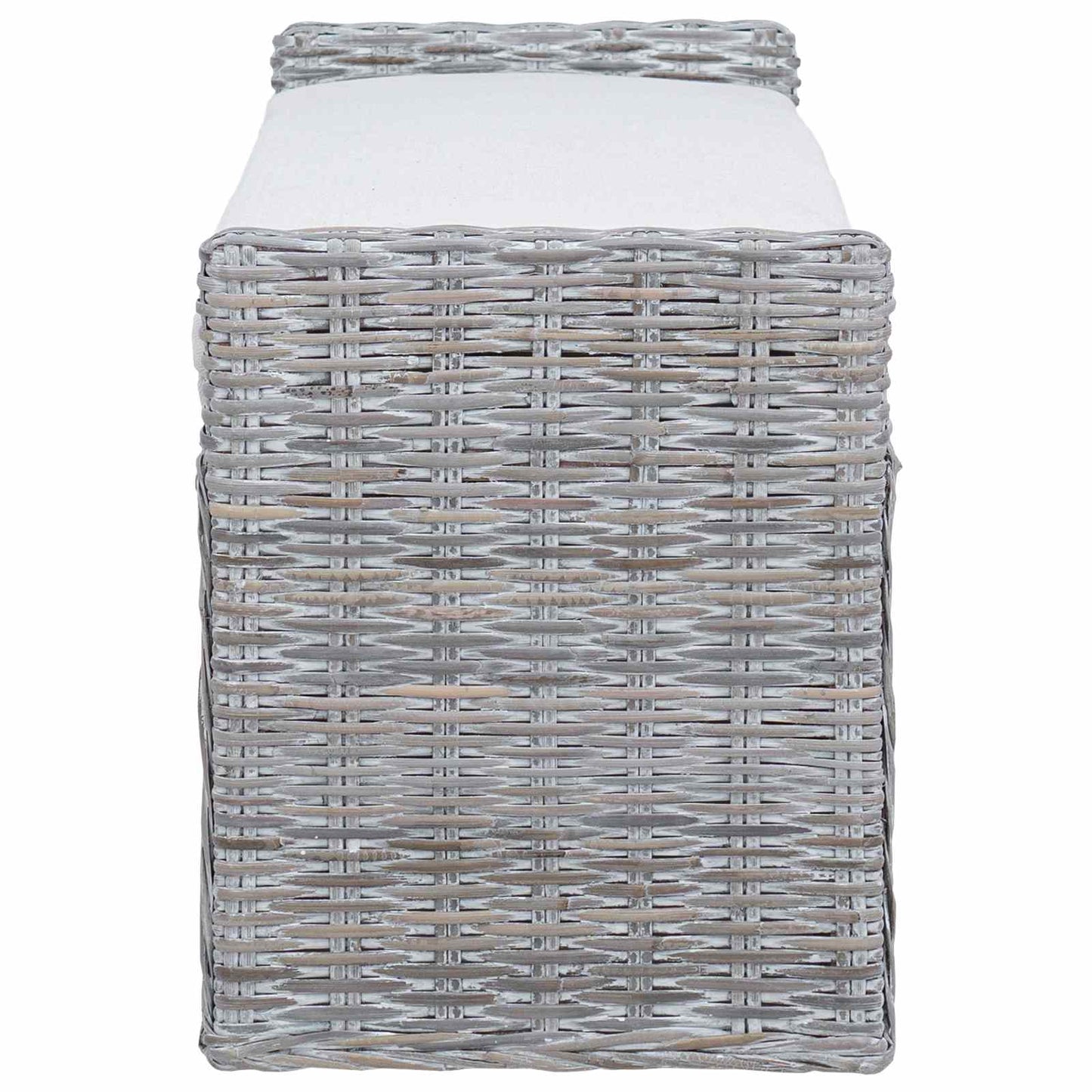 Storage Bench with Cushion White Wash 110 x 40 x 50 cm Rattan