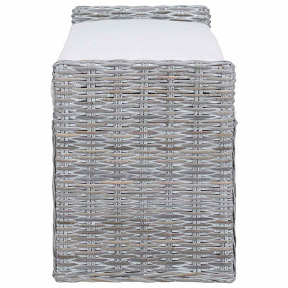 Storage Bench with Cushion White Wash 110 x 40 x 50 cm Rattan