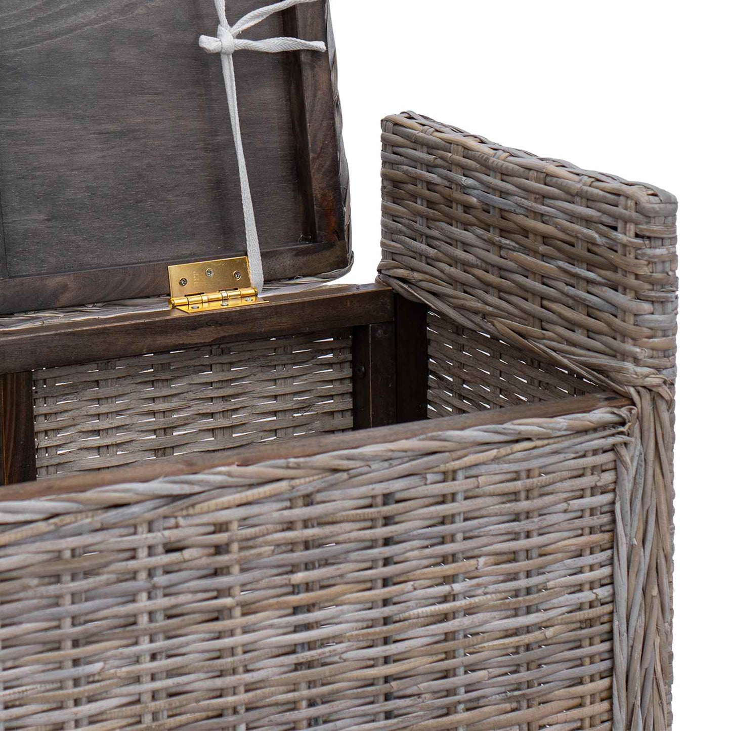 Storage Bench with Cushion Grey 110 x 40 x 50 cm Rattan