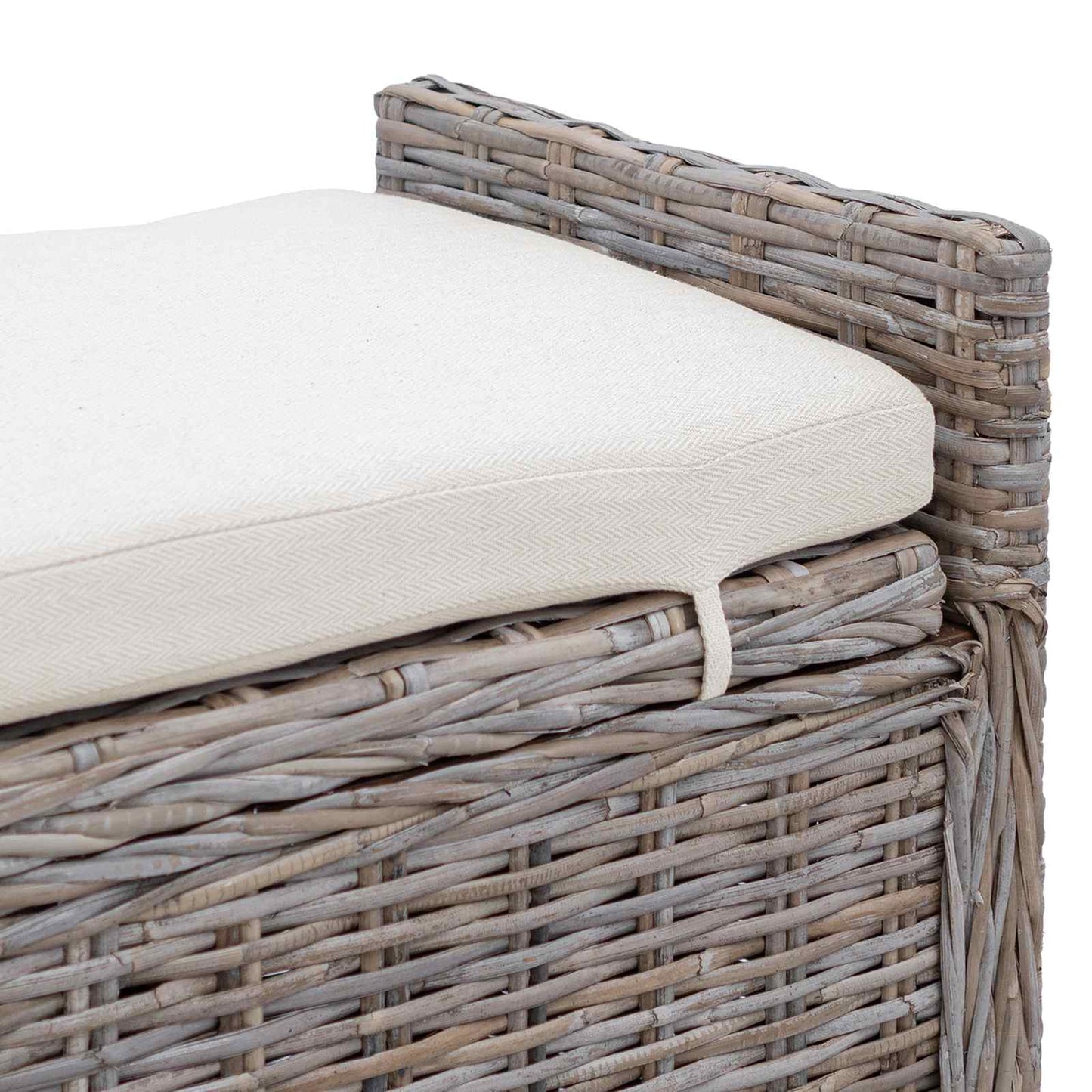 Storage Bench with Cushion Grey 110 x 40 x 50 cm Rattan