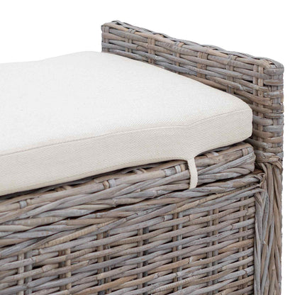 Storage Bench with Cushion Grey 110 x 40 x 50 cm Rattan