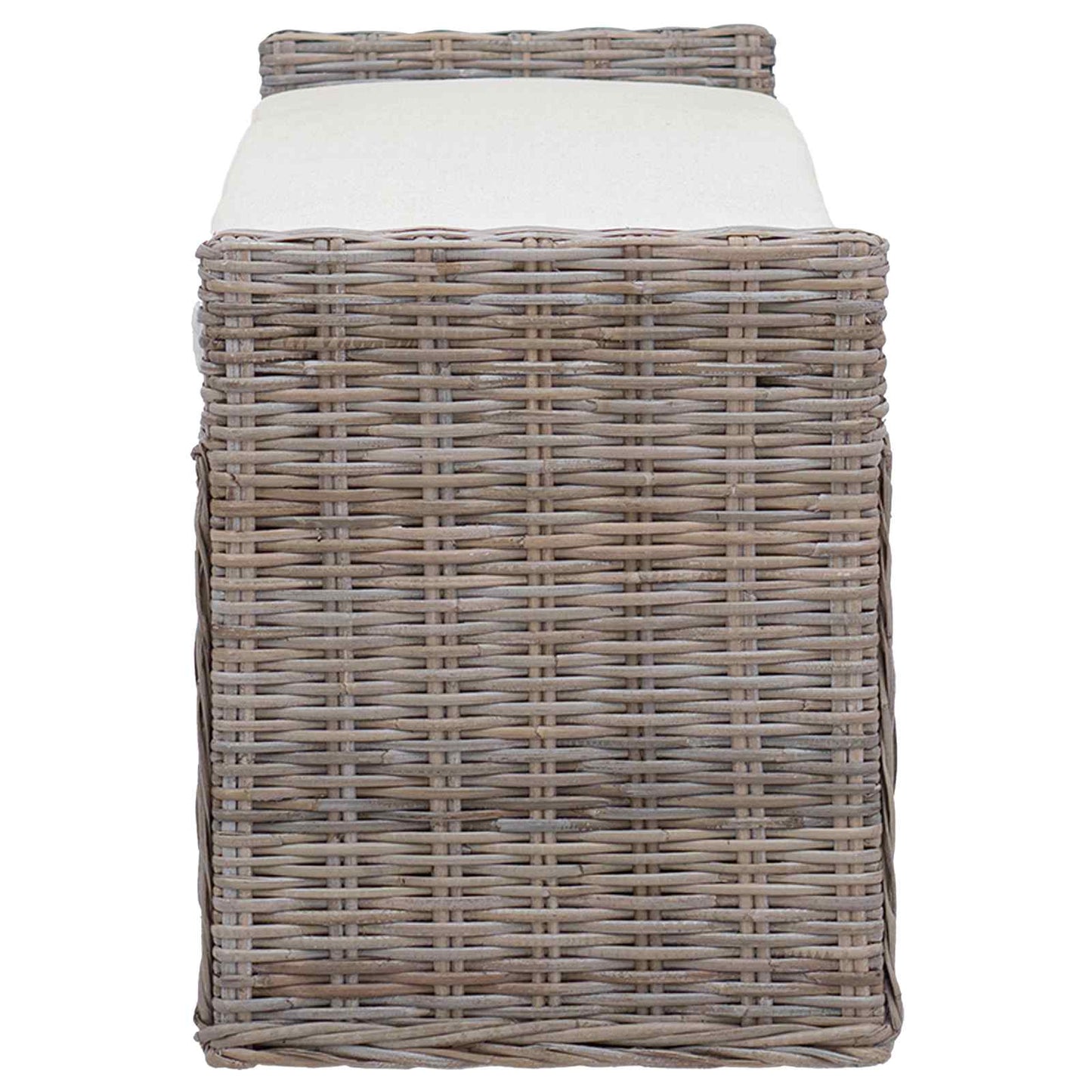 Storage Bench with Cushion Grey 110 x 40 x 50 cm Rattan