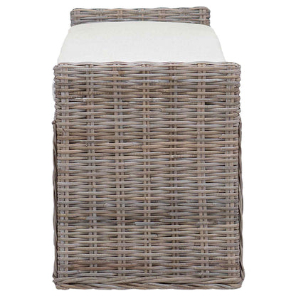 Storage Bench with Cushion Grey 110 x 40 x 50 cm Rattan