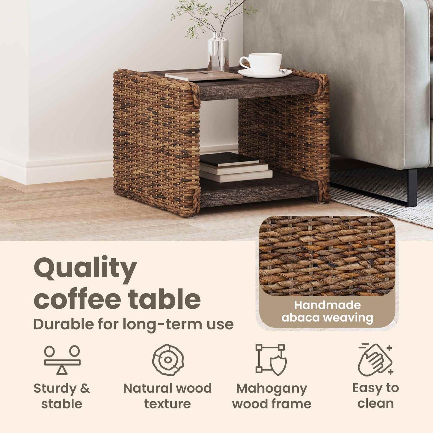 Coffee Table Natural 45 x 45 x 45 cm Solid Mahogany Wood