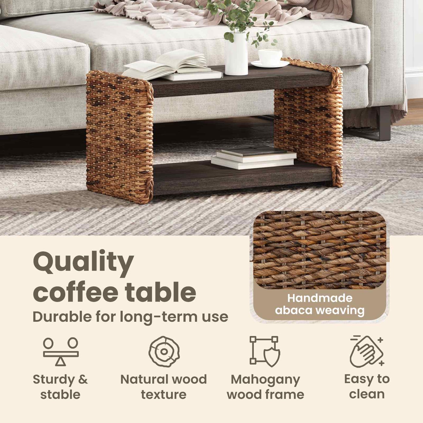 Coffee Table Natural 70 x 35 x 35 cm Solid Mahogany Wood