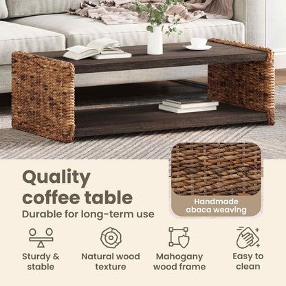 Coffee Table Natural 110 x 55 x 35 cm Solid Mahogany Wood
