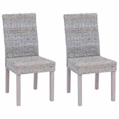 Dining Chair 2 pcs Solid Mahogany Wood White Wash