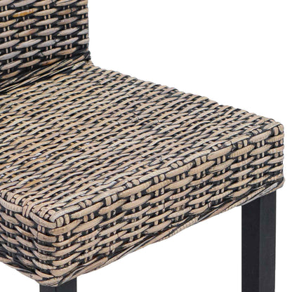 Dining Chair 2 pcs Solid Mahogany Wood Black Wash