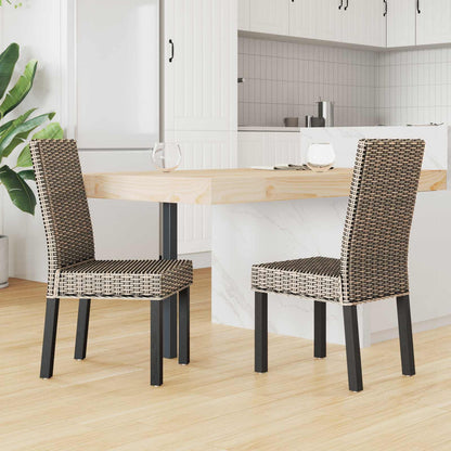 Dining Chair 2 pcs Solid Mahogany Wood Black Wash