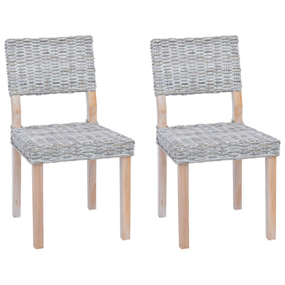 Dining Chair 2 pcs Kubu Rattan White Wash 46 x 55 x 84 cm