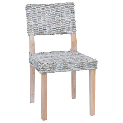 Dining Chair 2 pcs Kubu Rattan White Wash 46 x 55 x 84 cm