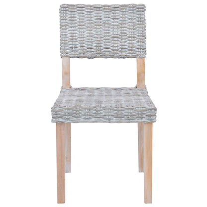 Dining Chair 2 pcs Kubu Rattan White Wash 46 x 55 x 84 cm