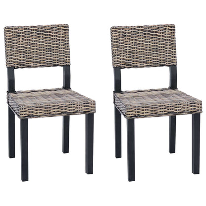 Dining Chair 2 pcs Kubu Rattan Black Wash 46 x 55 x 84 cm