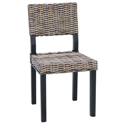 Dining Chair 2 pcs Kubu Rattan Black Wash 46 x 55 x 84 cm