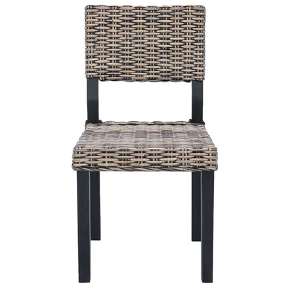 Dining Chair 2 pcs Kubu Rattan Black Wash 46 x 55 x 84 cm