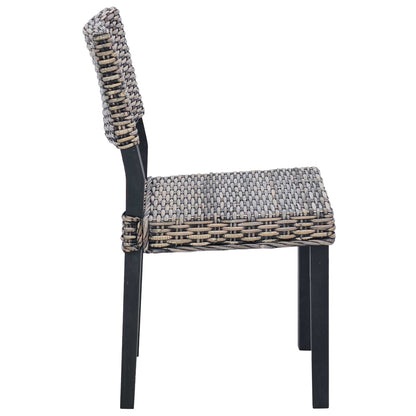 Dining Chair 2 pcs Kubu Rattan Black Wash 46 x 55 x 84 cm