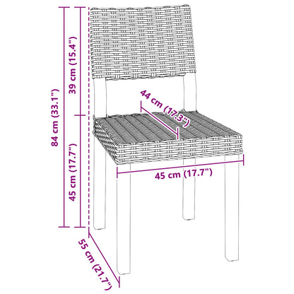 Dining Chair 2 pcs Kubu Rattan Black Wash 46 x 55 x 84 cm