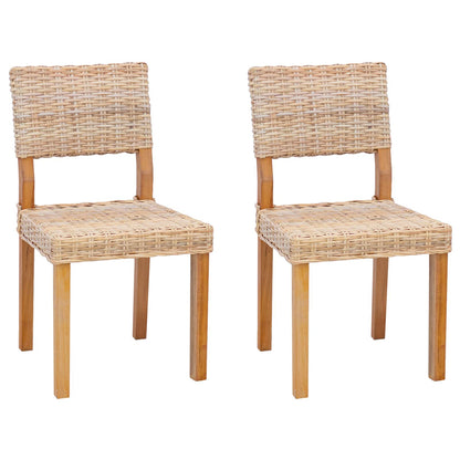 Dining Chair 2 pcs Kubu Rattan Natural 46 x 55 x 84 cm