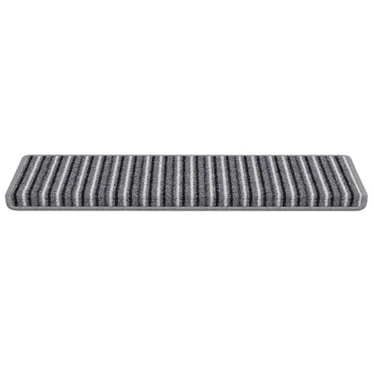 Self-adhesive Stair Mats Striped 15 pcs Grey 65 x 21 x 4 cm