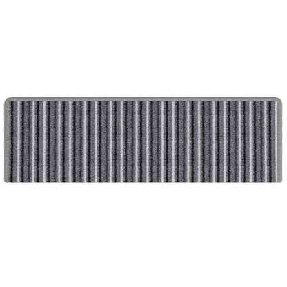 Self-adhesive Stair Mats Striped 15 pcs Grey 65 x 21 x 4 cm