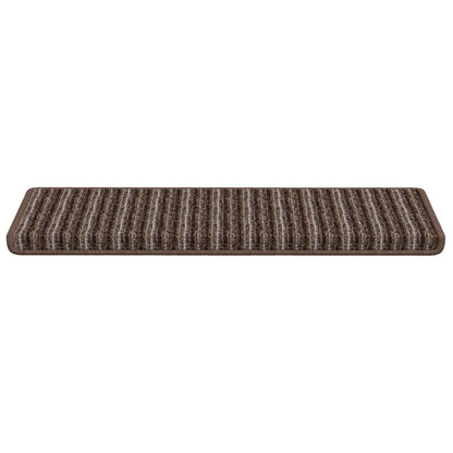 Self-adhesive Stair Mats Striped 15 pcs Brown 65 x 21 x 4 cm