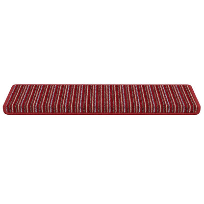 Self-adhesive Stair Mats Striped 15 pcs Red 65 x 21 x 4 cm