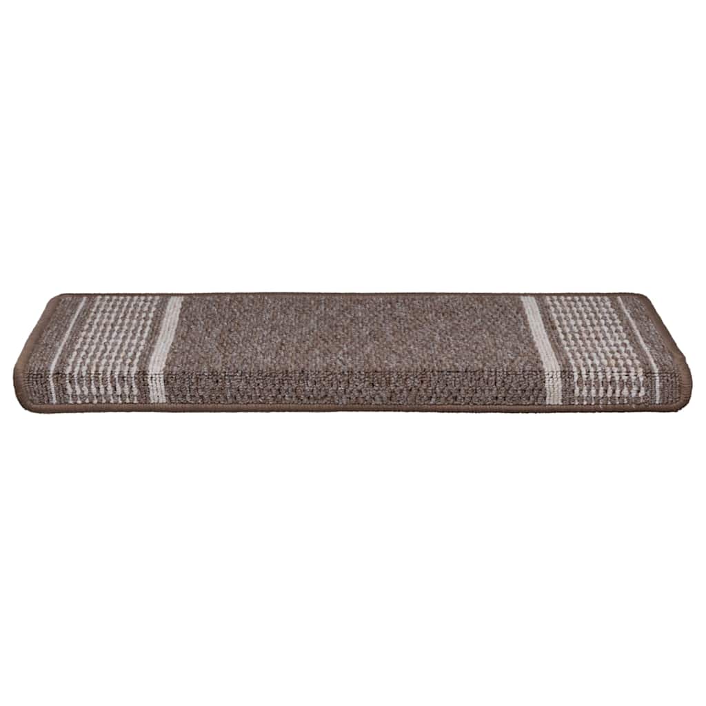 Self-adhesive Stair Mats 15 pcs 65 x 21 x 4 cm Non-Slip Brown