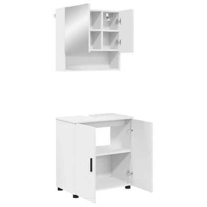 Bathroom Furniture Set 2 pcs White Engineered wood & Metal