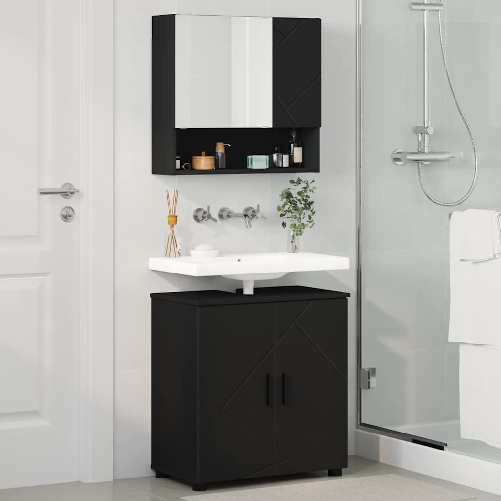 Bathroom Furniture Set 2 pcs Black 61 x 35 x 64 cm