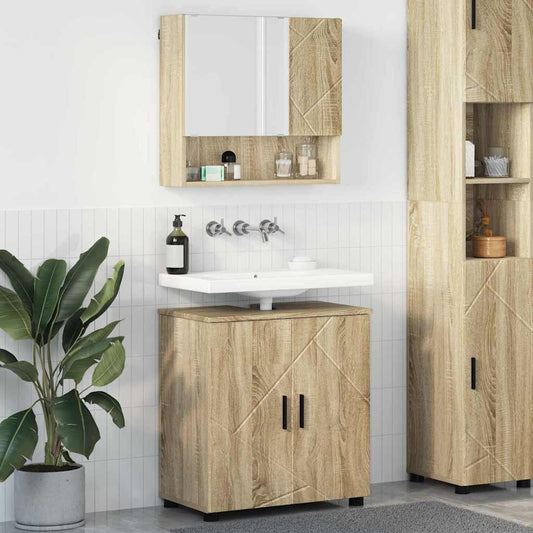 Bathroom Furniture Set 2 pcs Sonoma Oak 61 x 35 x 64 cm
