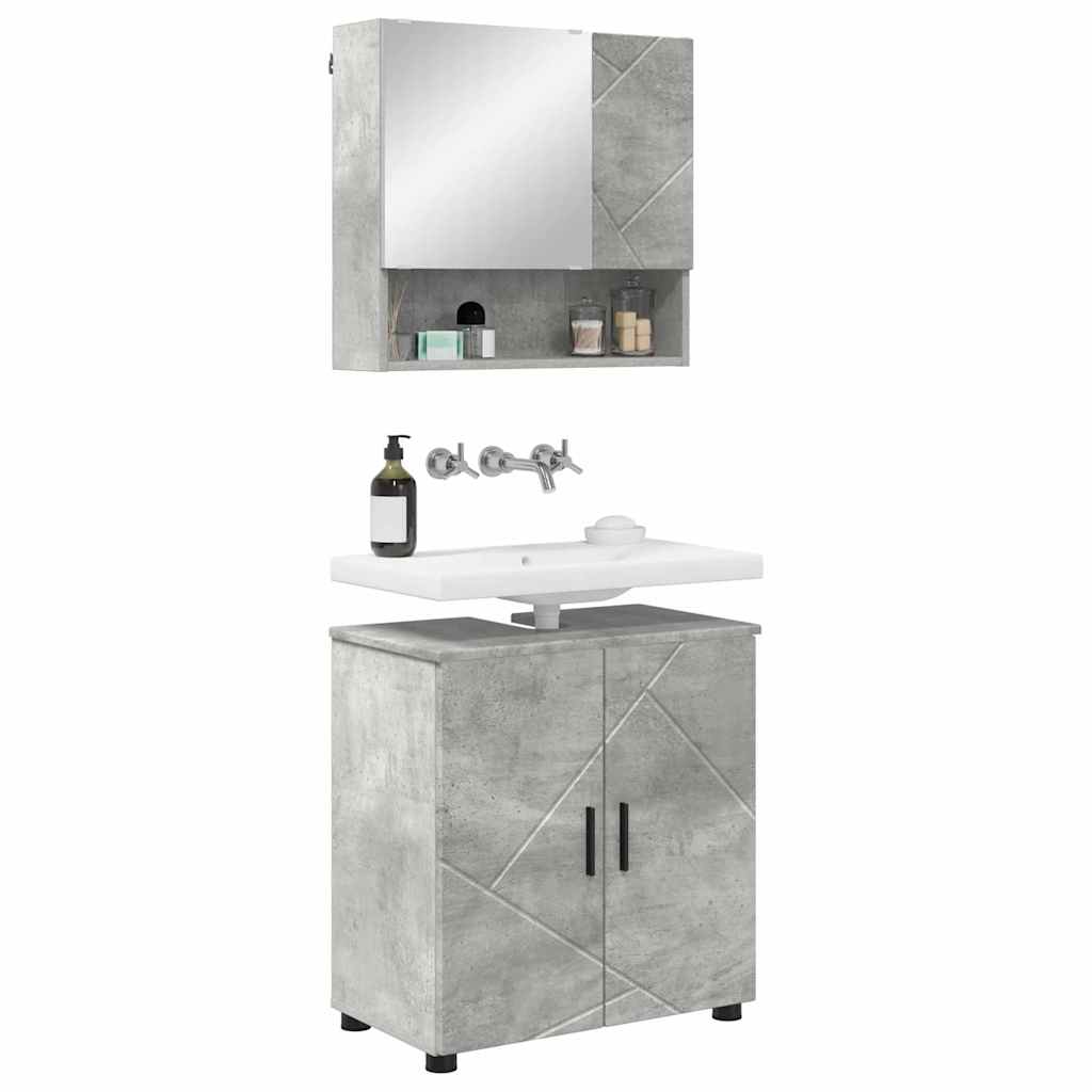 Bathroom Furniture Set Wall-mounted 2 pcs Concrete Grey